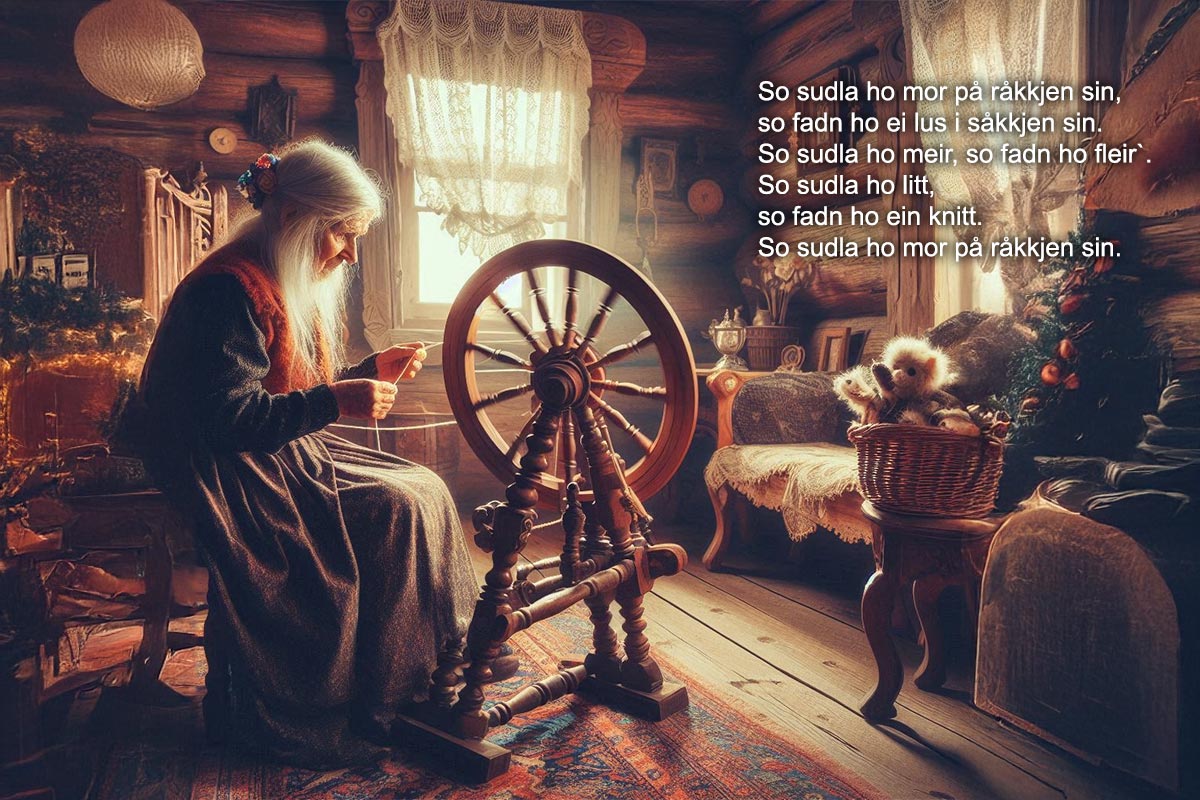 So sudla ho mor på råkkjen sin (KI-bilete)