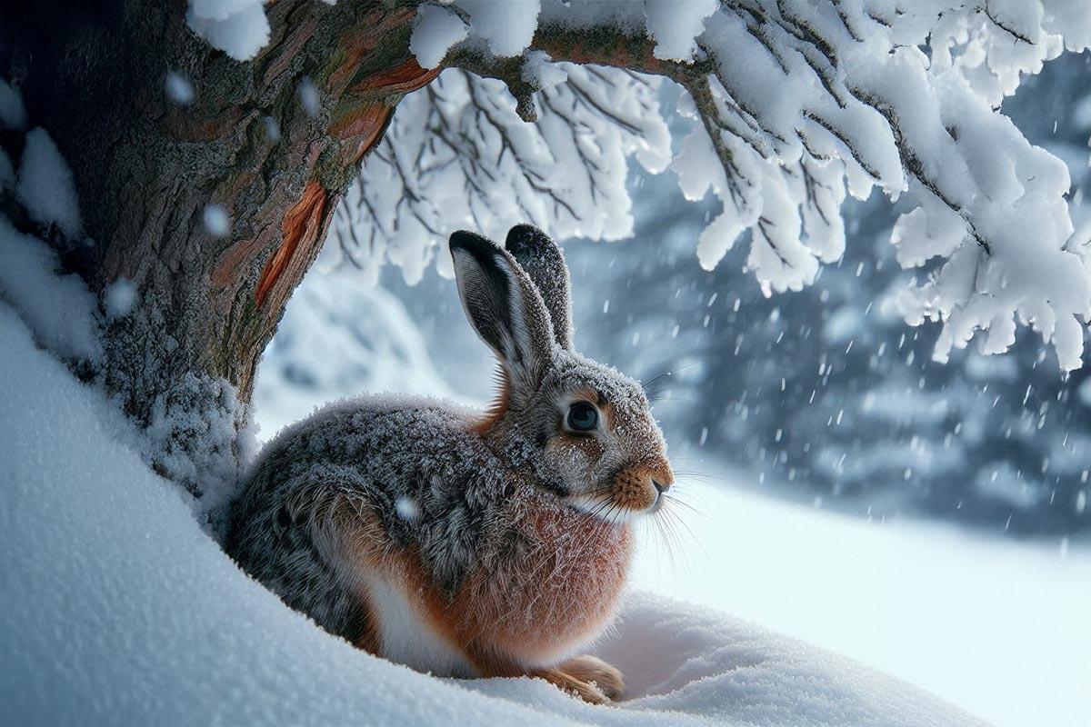 Hare under eit tre (KI-bilete)